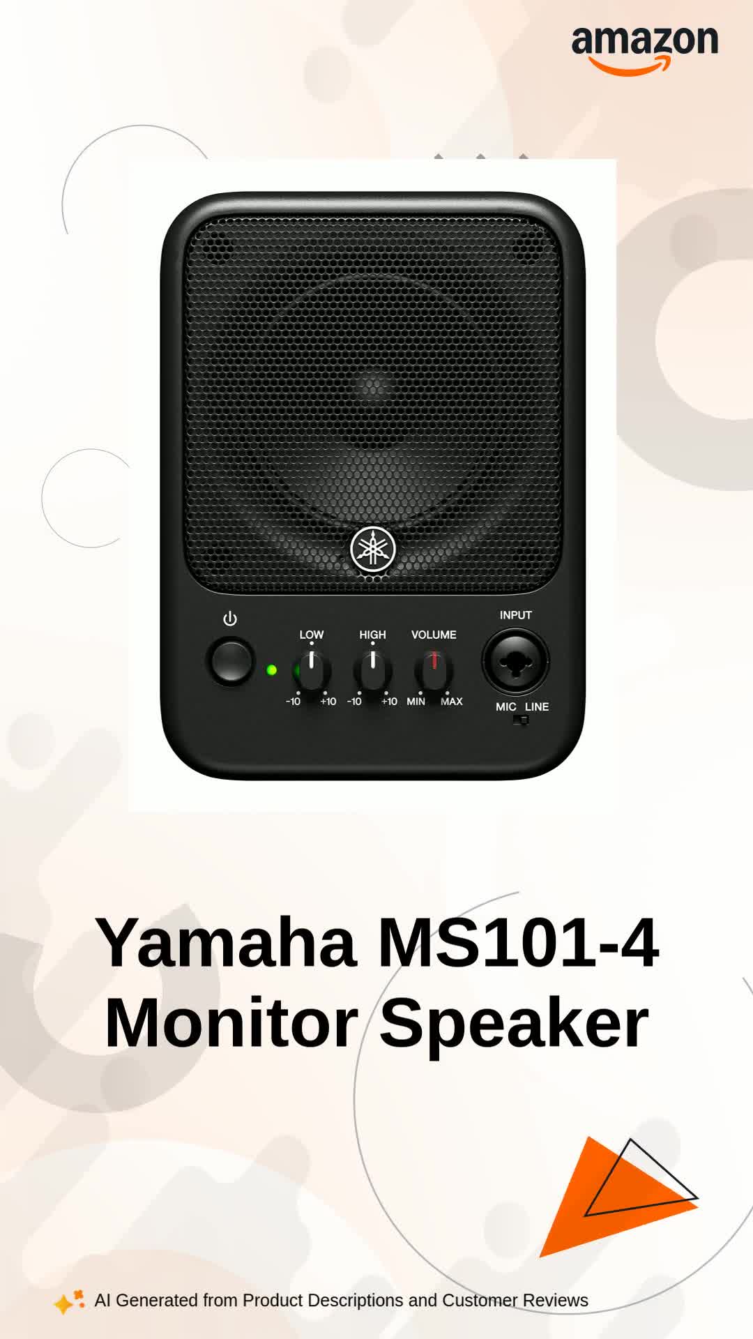 Yamaha Ms101-4 Powered Monitor Speaker, 30 Watts, Black